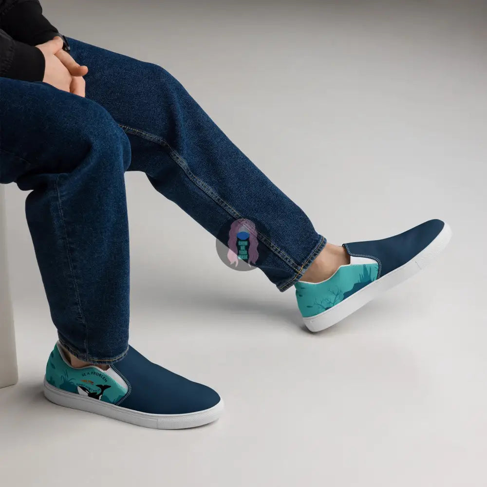 Be A Problem Orca Mens Slip-On Canvas Shoes