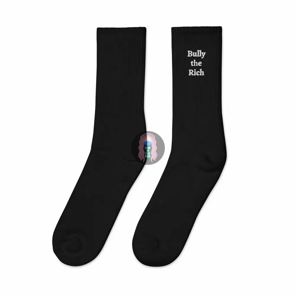 "Bully the Rich" Embroidered socks - from Show Me Your Mask Shop by Show Me Your Mask Shop - Men's, Socks, Women's