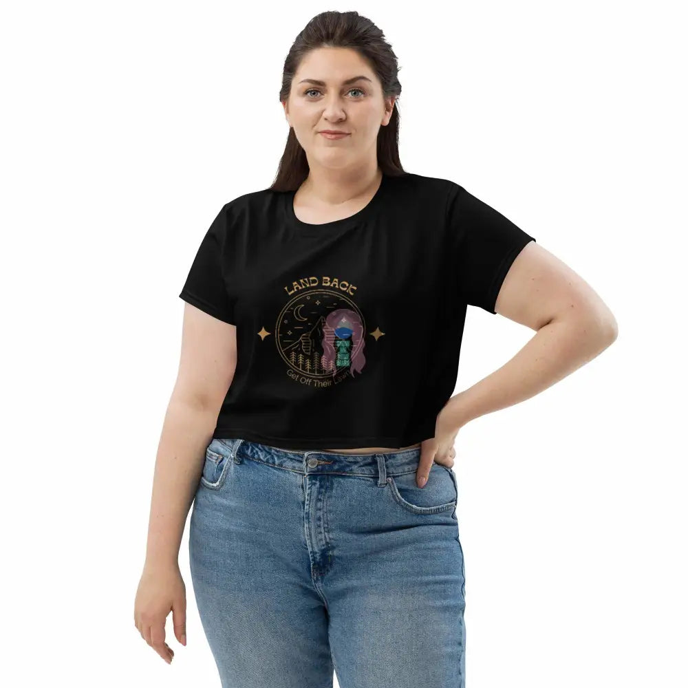 "Get off their Lawn" Plus All-Over Print Crop Tee Black - from Show Me Your Mask Shop by Show Me Your Mask Shop - Crop Tops