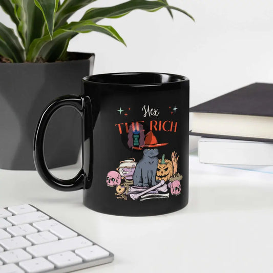 "Hex the Rich" Halloween Black Glossy Mug -  from Show Me Your Mask Shop by Show Me Your Mask Shop - Mugs