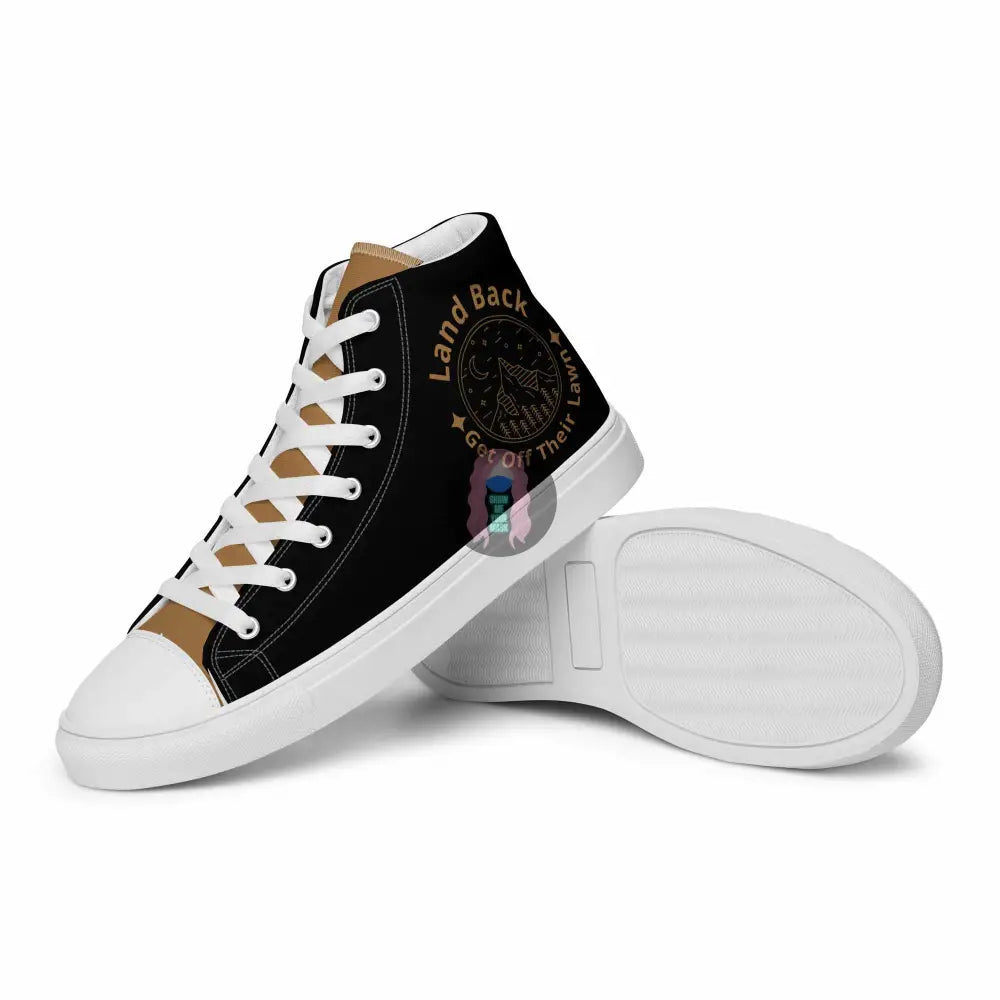 "Land back. get off their lawn" Men’s high top canvas shoes - from Show Me Your Mask Shop by Show Me Your Mask Shop - Men's, Shoes