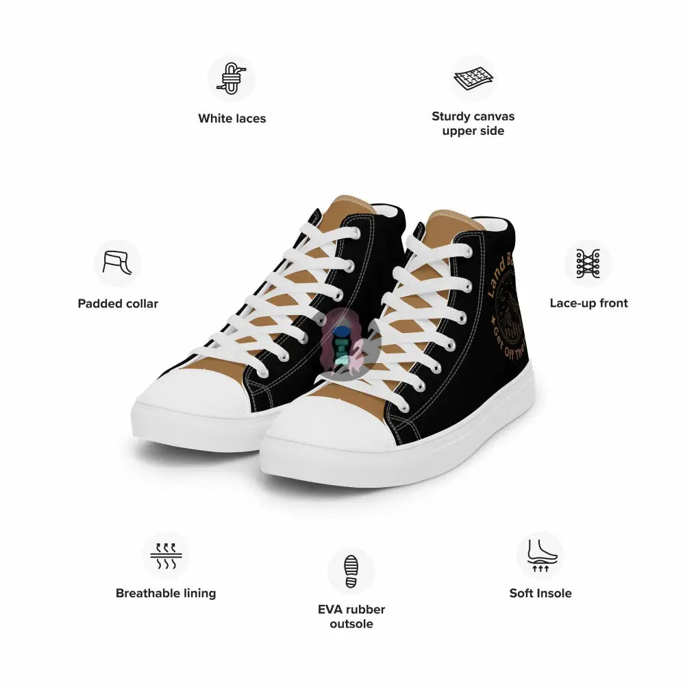 "Land Back, get off their lawn" Women’s high top canvas shoes - from Show Me Your Mask Shop by Show Me Your Mask Shop - Shoes, Women's