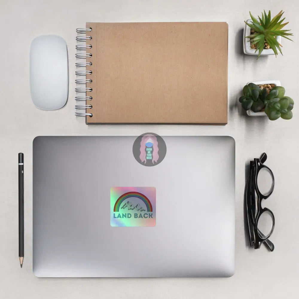 "Land Back" Holographic stickers - from Show Me Your Mask Shop by Show Me Your Mask Shop - Stickers