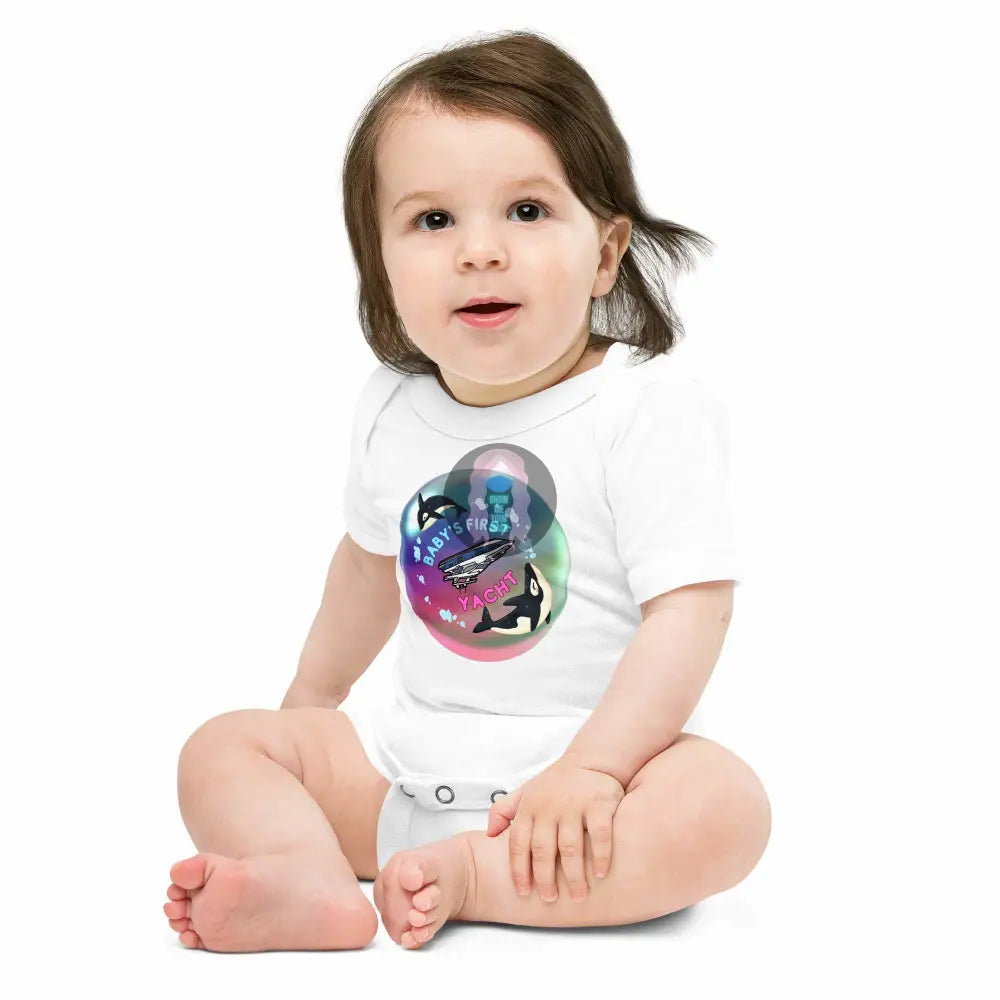 Orca "Baby's first Yacht" Baby short sleeve one piece - from Show Me Your Mask Shop by Show Me Your Mask Shop - Kids