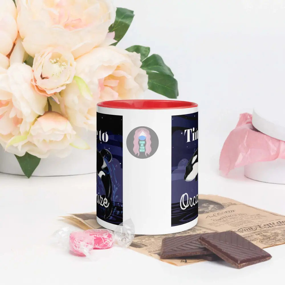 Orca, Night, "Time to Orca-nize" Mug with Color Inside - from Show Me Your Mask Shop by Show Me Your Mask Shop - Mugs