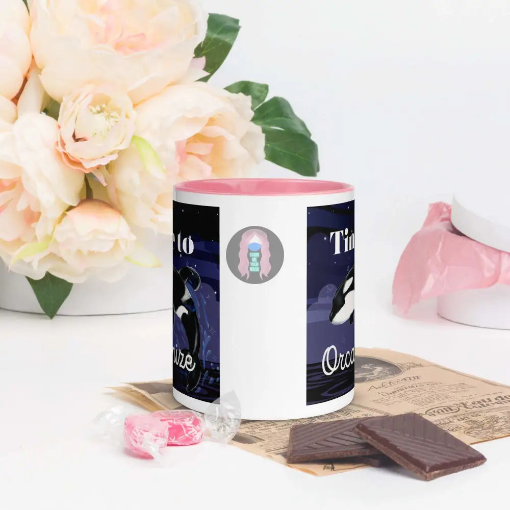 Orca, Night, "Time to Orca-nize" Mug with Color Inside - from Show Me Your Mask Shop by Show Me Your Mask Shop - Mugs