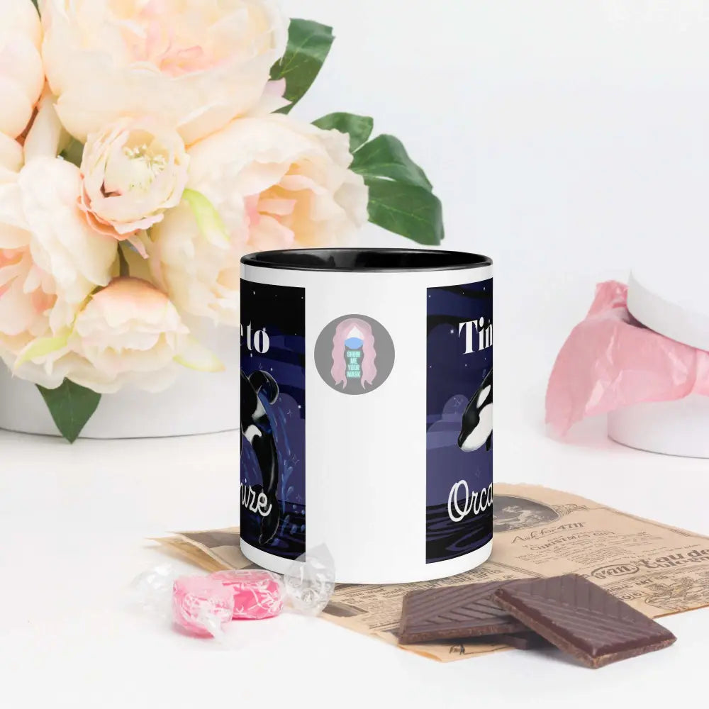 Orca, Night, "Time to Orca-nize" Mug with Color Inside - from Show Me Your Mask Shop by Show Me Your Mask Shop - Mugs