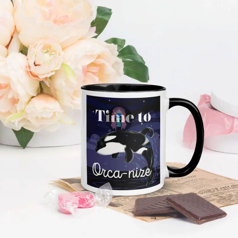 Orca, Night, "Time to Orca-nize" Mug with Color Inside - from Show Me Your Mask Shop by Show Me Your Mask Shop - Mugs