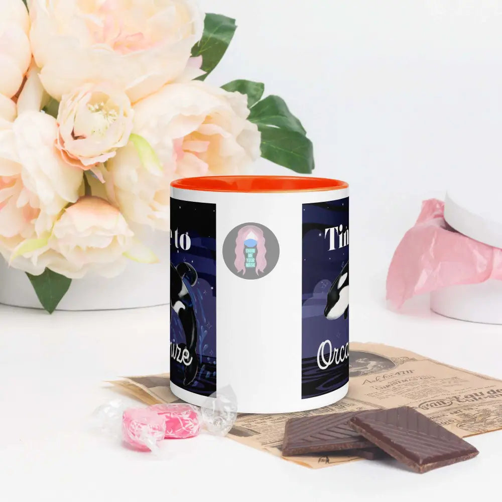 Orca, Night, "Time to Orca-nize" Mug with Color Inside - from Show Me Your Mask Shop by Show Me Your Mask Shop - Mugs