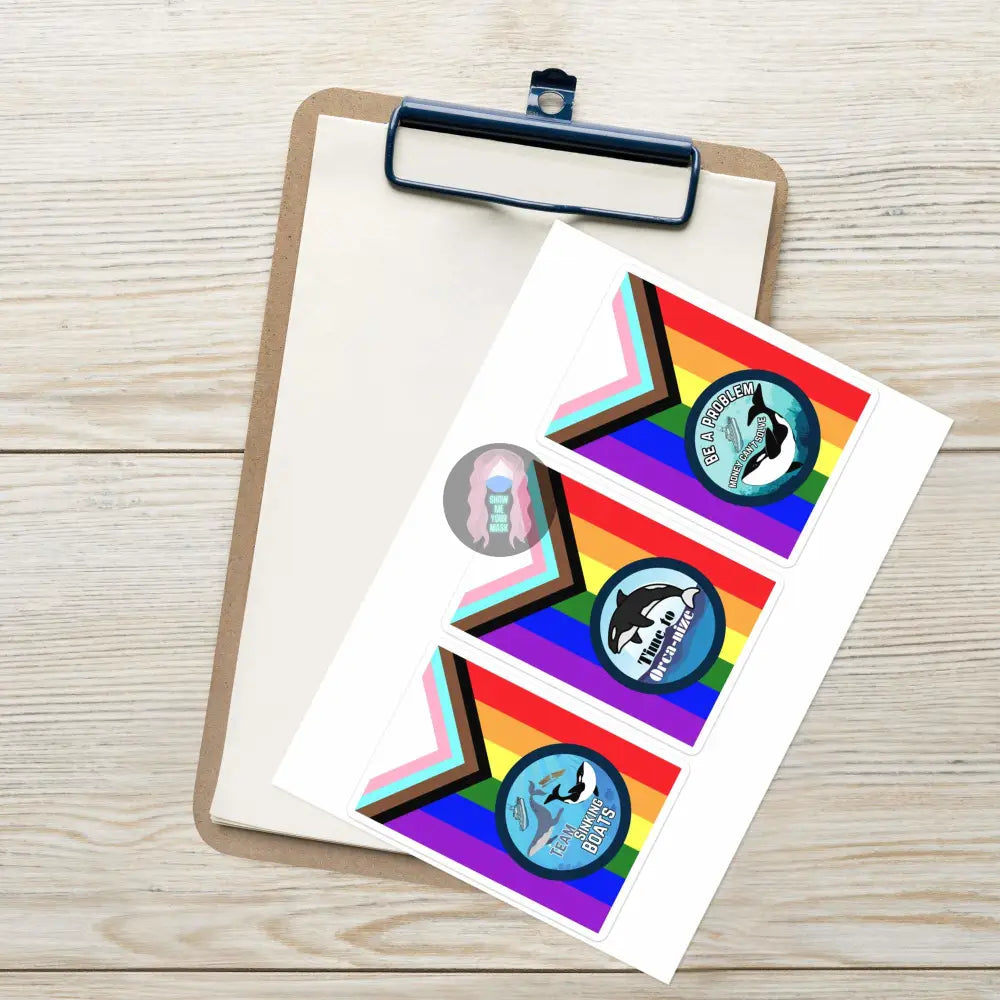Orca, Pride Mini Flags Sticker sheet - from Show Me Your Mask Shop by Show Me Your Mask Shop - Flags, Stickers