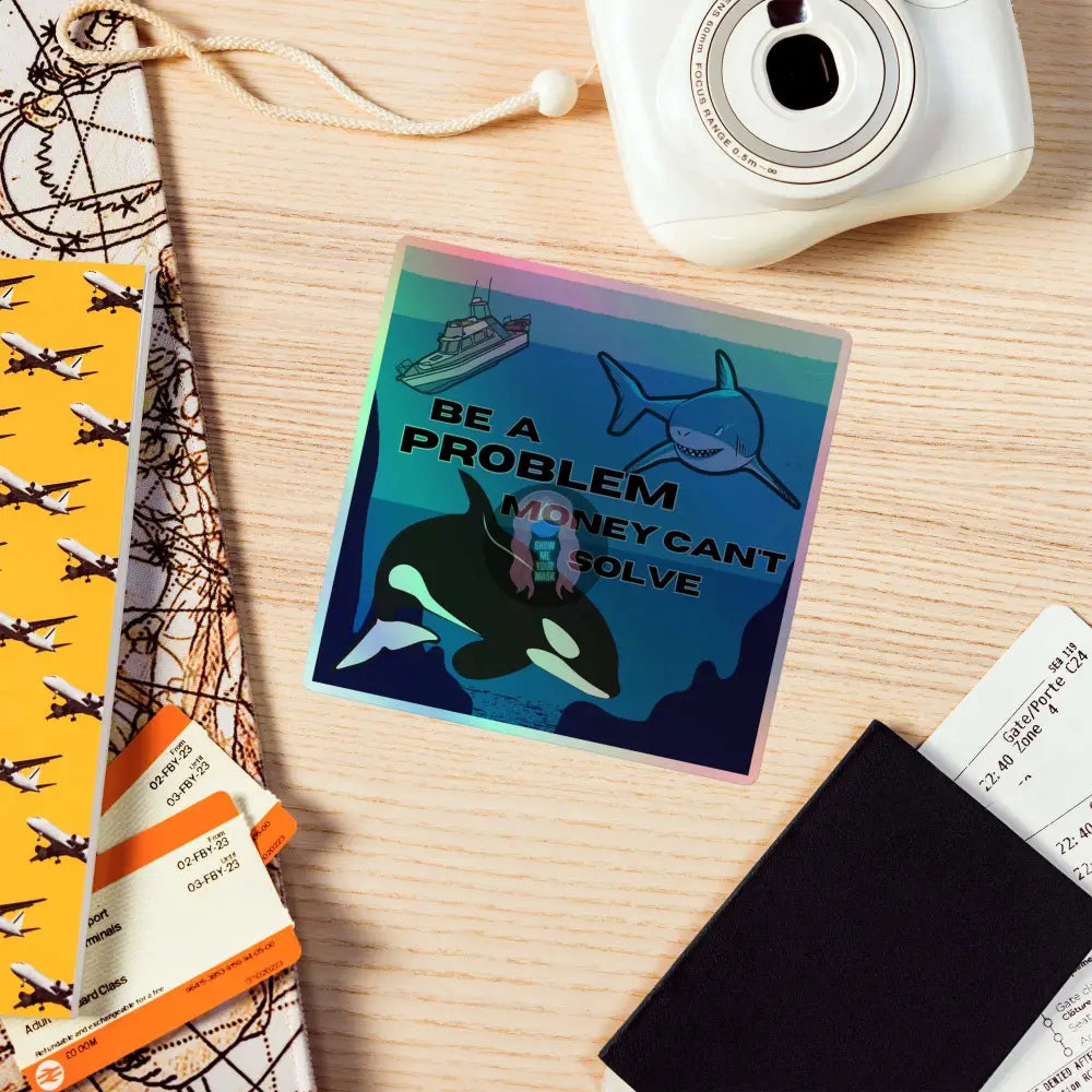 Orca, Shark "Be a Problem" Holographic stickers - from Show Me Your Mask Shop by Show Me Your Mask Shop - Stickers