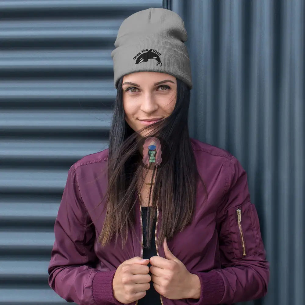 "Orca the Rich" Embroidered Beanie - from Show Me Your Mask Shop by Show Me Your Mask Shop - Hats