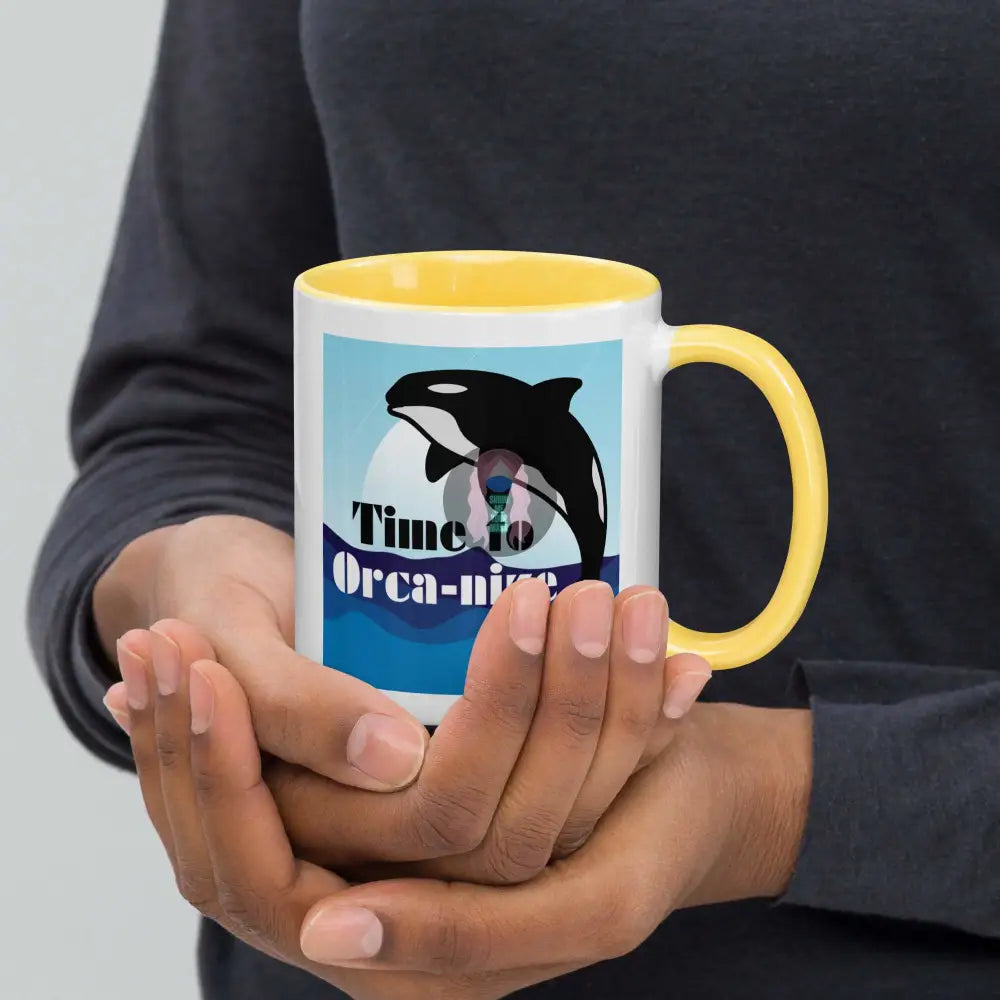 Orca "Time to Orca-nize" Mug with Color Inside - from Show Me Your Mask Shop by Show Me Your Mask Shop - Mugs