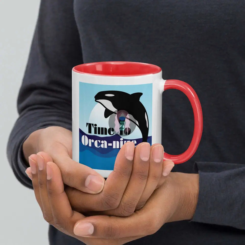 Orca "Time to Orca-nize" Mug with Color Inside - from Show Me Your Mask Shop by Show Me Your Mask Shop - Mugs