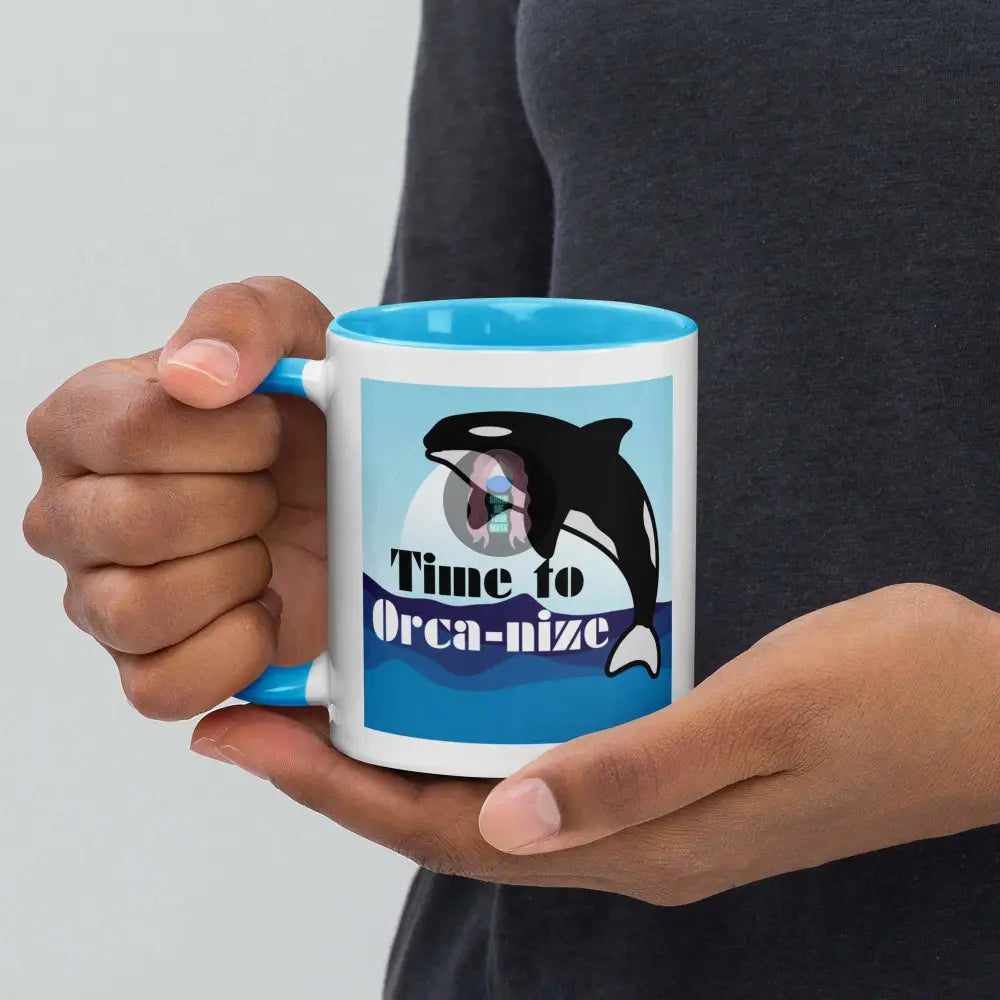 Orca "Time to Orca-nize" Mug with Color Inside - from Show Me Your Mask Shop by Show Me Your Mask Shop - Mugs