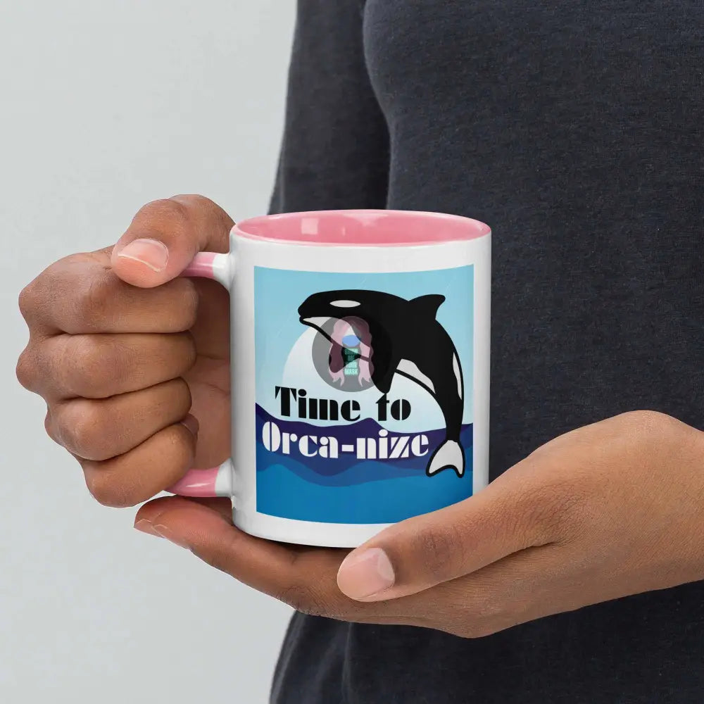 Orca "Time to Orca-nize" Mug with Color Inside - from Show Me Your Mask Shop by Show Me Your Mask Shop - Mugs