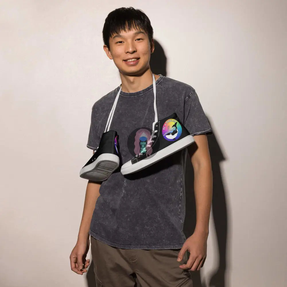Pride, Orca "Be a Problem" Men’s high top canvas shoes -  from Show Me Your Mask Shop by Show Me Your Mask Shop - Men's, Shoes