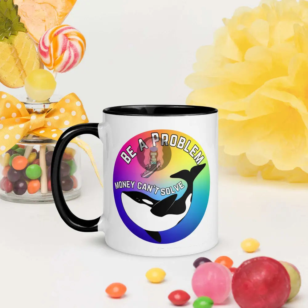 Pride, Orca "Be a Problem" Mug with Color Inside - from Show Me Your Mask Shop by Show Me Your Mask Shop - Mugs
