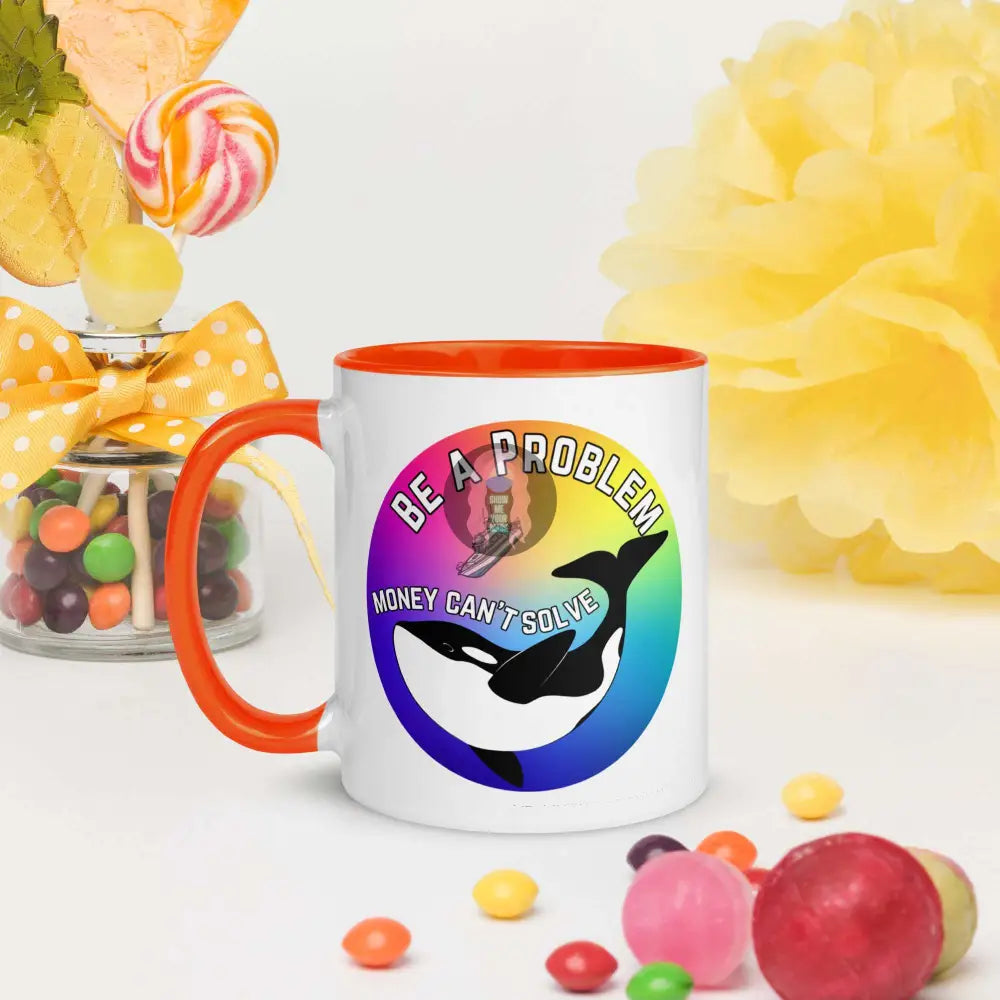 Pride, Orca "Be a Problem" Mug with Color Inside - from Show Me Your Mask Shop by Show Me Your Mask Shop - Mugs