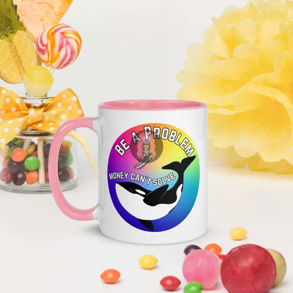 Pride, Orca "Be a Problem" Mug with Color Inside - from Show Me Your Mask Shop by Show Me Your Mask Shop - Mugs