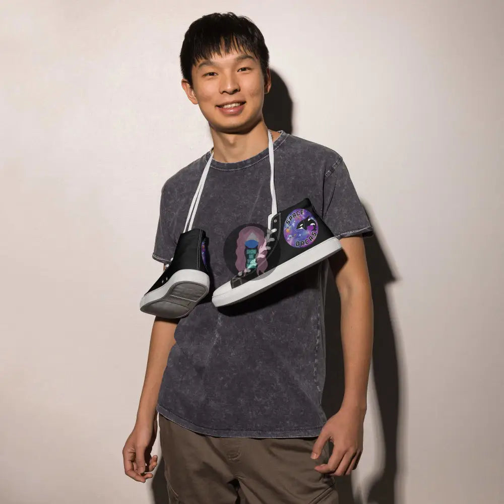 "Space Orca" Men’s high top canvas shoes - from Show Me Your Mask Shop by Show Me Your Mask Shop - Men's, Shoes