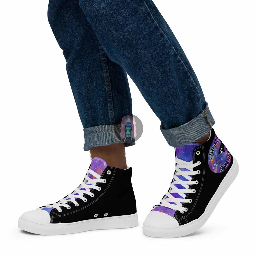 "Space Orca" Men’s high top canvas shoes - from Show Me Your Mask Shop by Show Me Your Mask Shop - Men's, Shoes