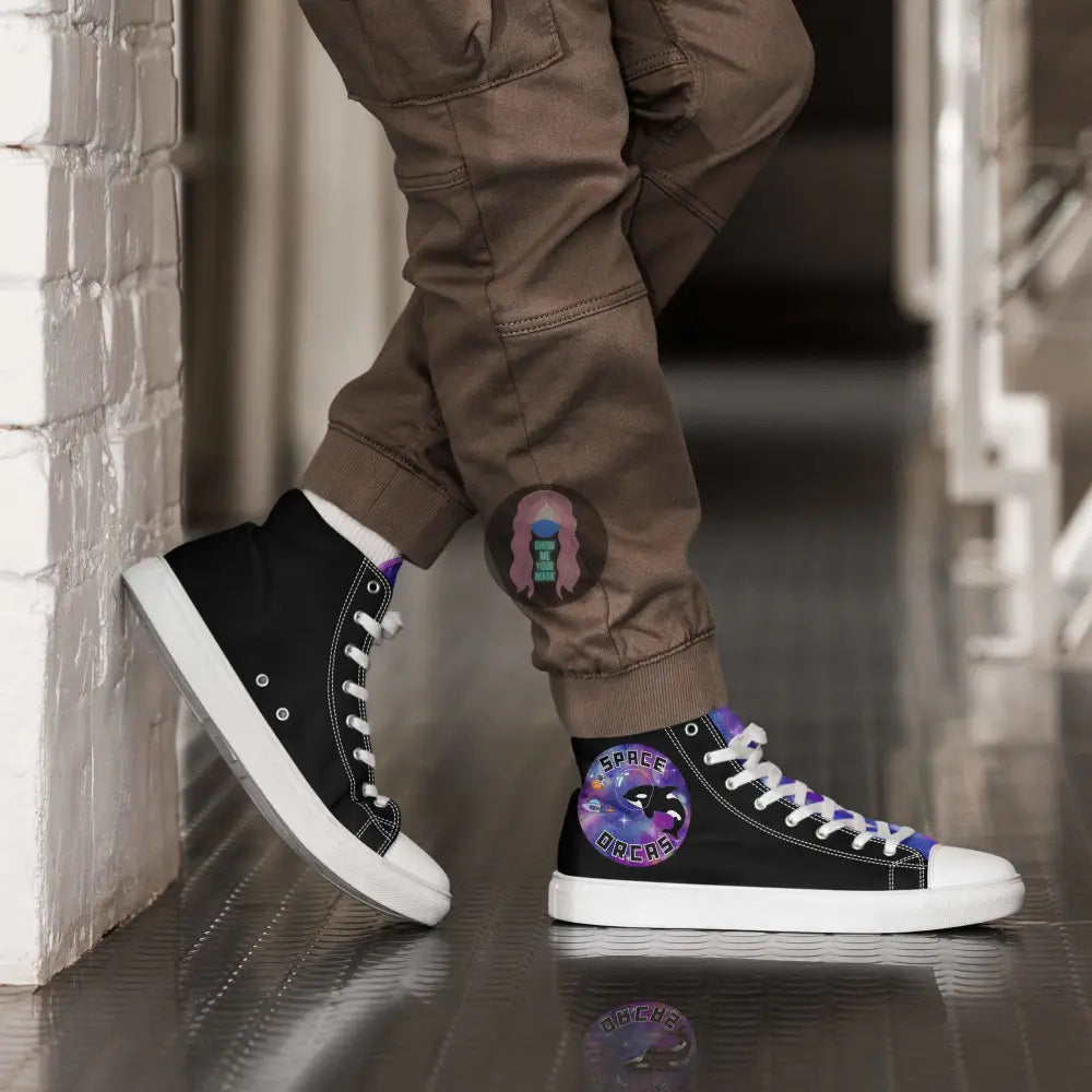 "Space Orca" Men’s high top canvas shoes - from Show Me Your Mask Shop by Show Me Your Mask Shop - Men's, Shoes