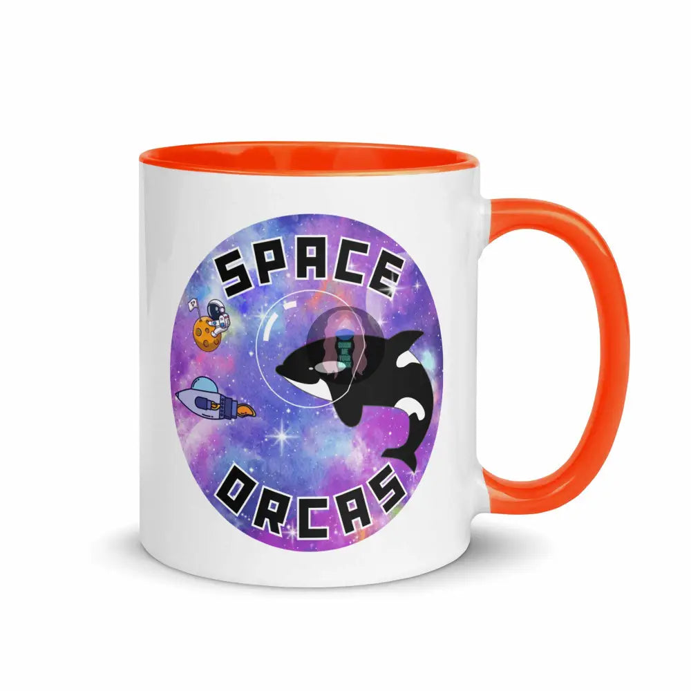 "Space Orcas" Mug with Color Inside -  from Show Me Your Mask Shop by Show Me Your Mask Shop - Mugs