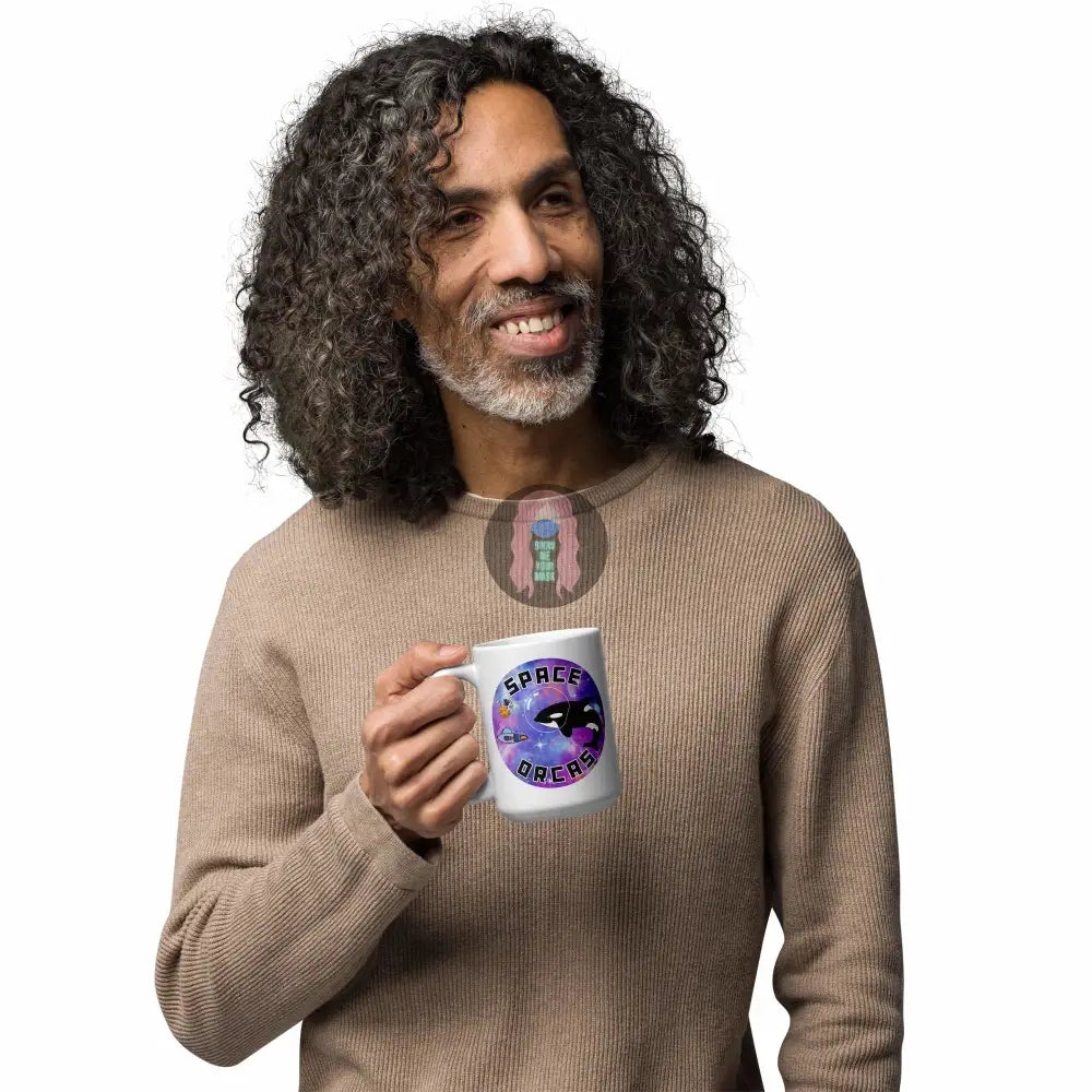 "Space Orcas" White glossy mug 11oz, 15oz - from Show Me Your Mask Shop by Show Me Your Mask Shop - Mugs