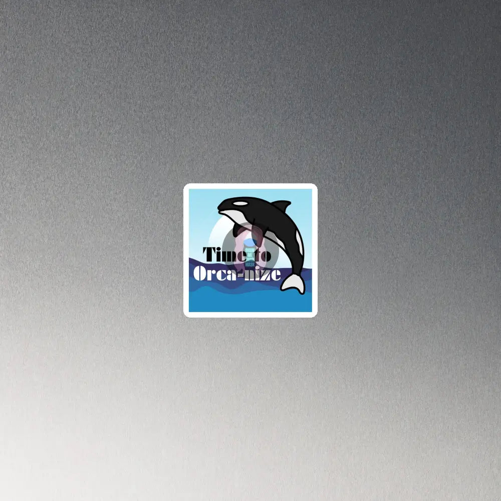 ’Time To Orca - Nize’ Blue Magnet 3″×3″