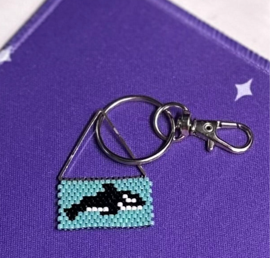 Beaded orca keychain/bag charm