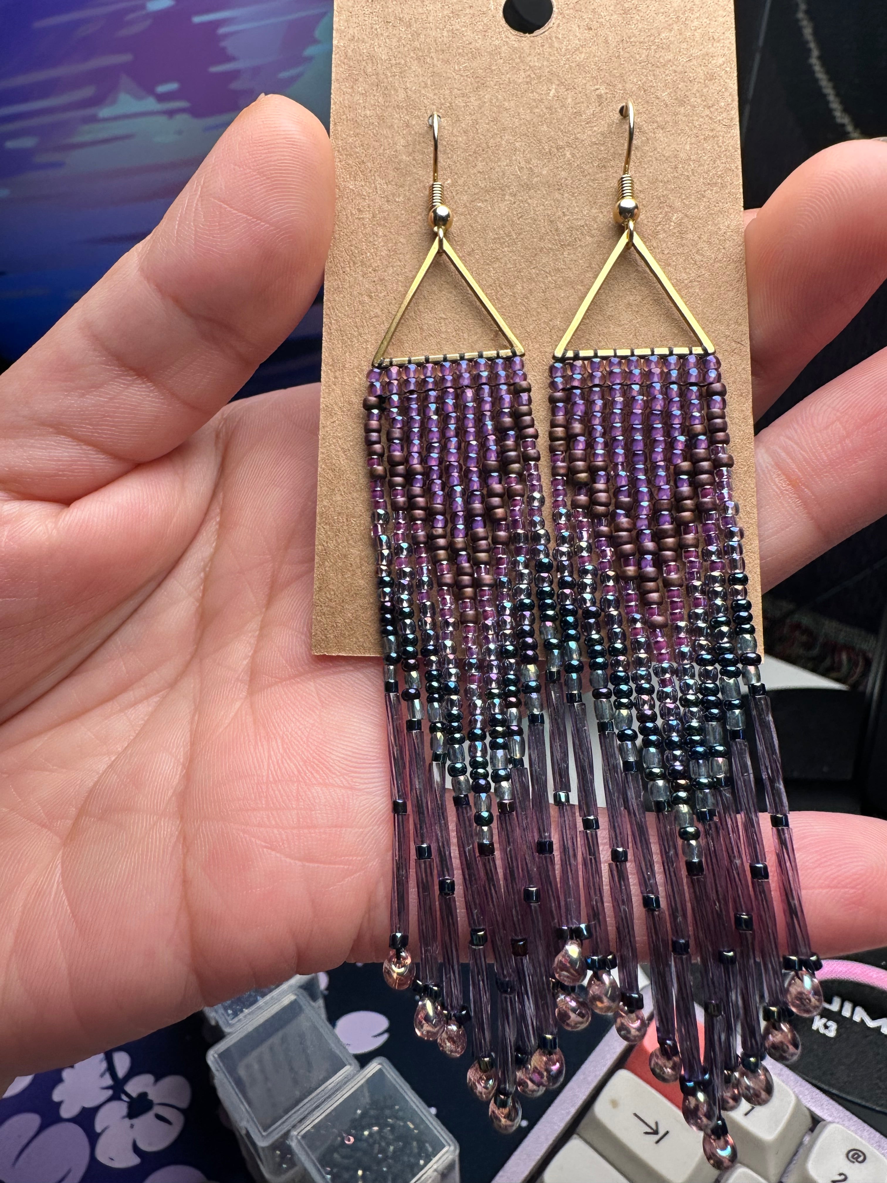 Purple beaded earrings