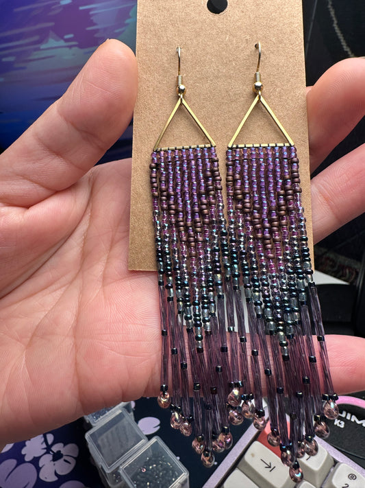 Purple beaded earrings