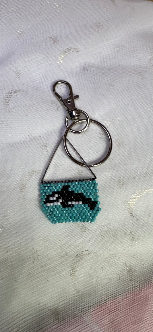 Beaded orca keychain/bag charm