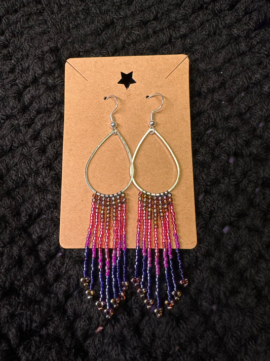 Bi flag teardrop fringe earrings
