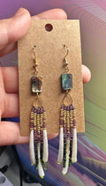 Dentalium Abalone, teardrop beaded earrings