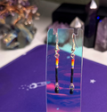 Tiny beaded rainbow drop black sparkle earrings
