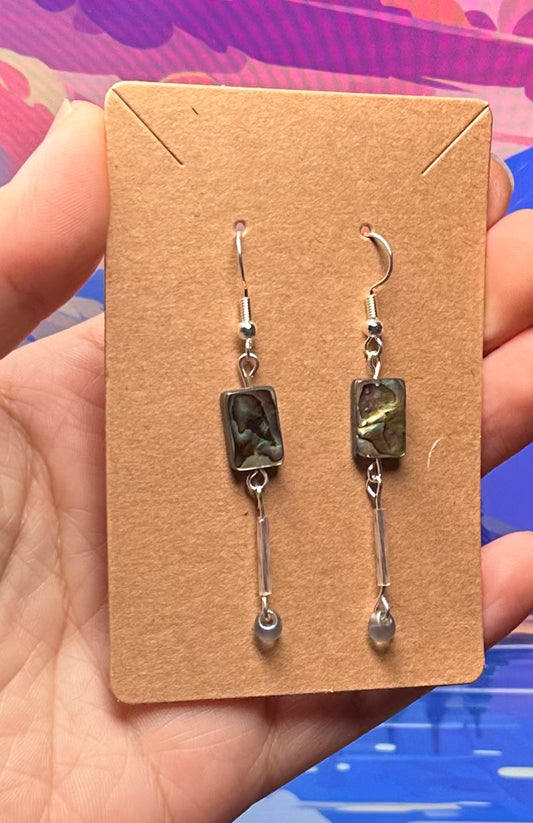 Abalone, sparkle drop beaded earrings
