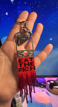 Eat the rich beaded guillotine bag charm/key chain