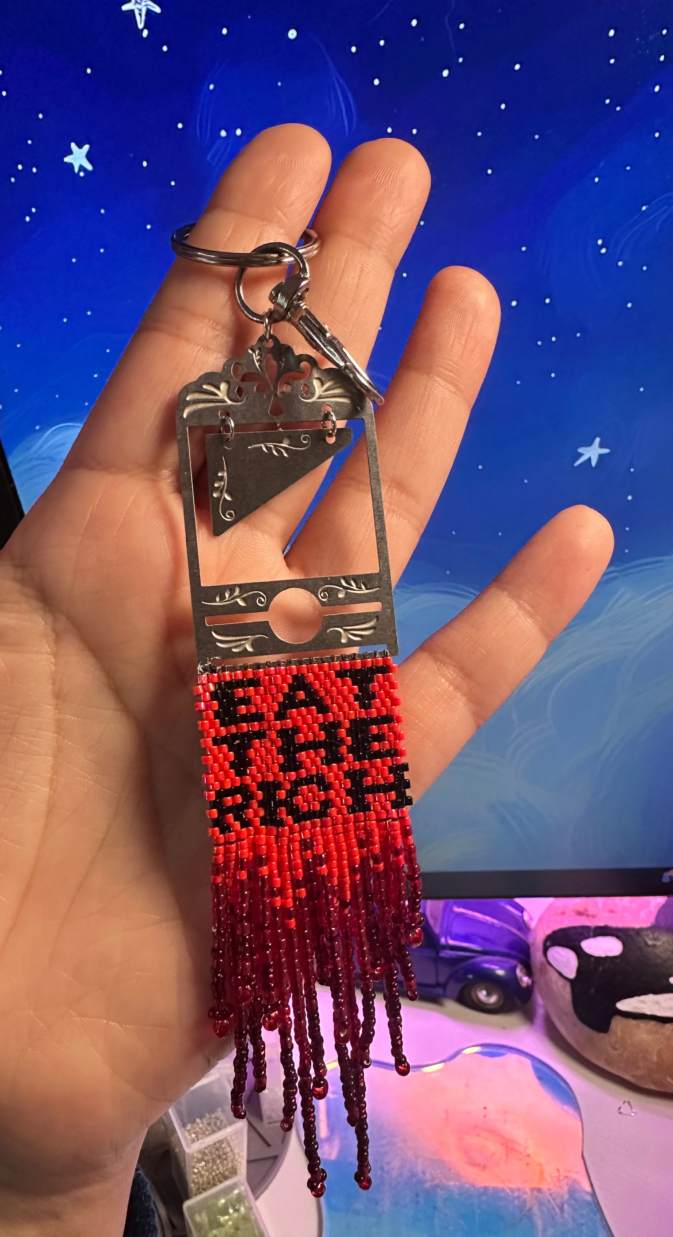 Eat the rich beaded guillotine bag charm/key chain
