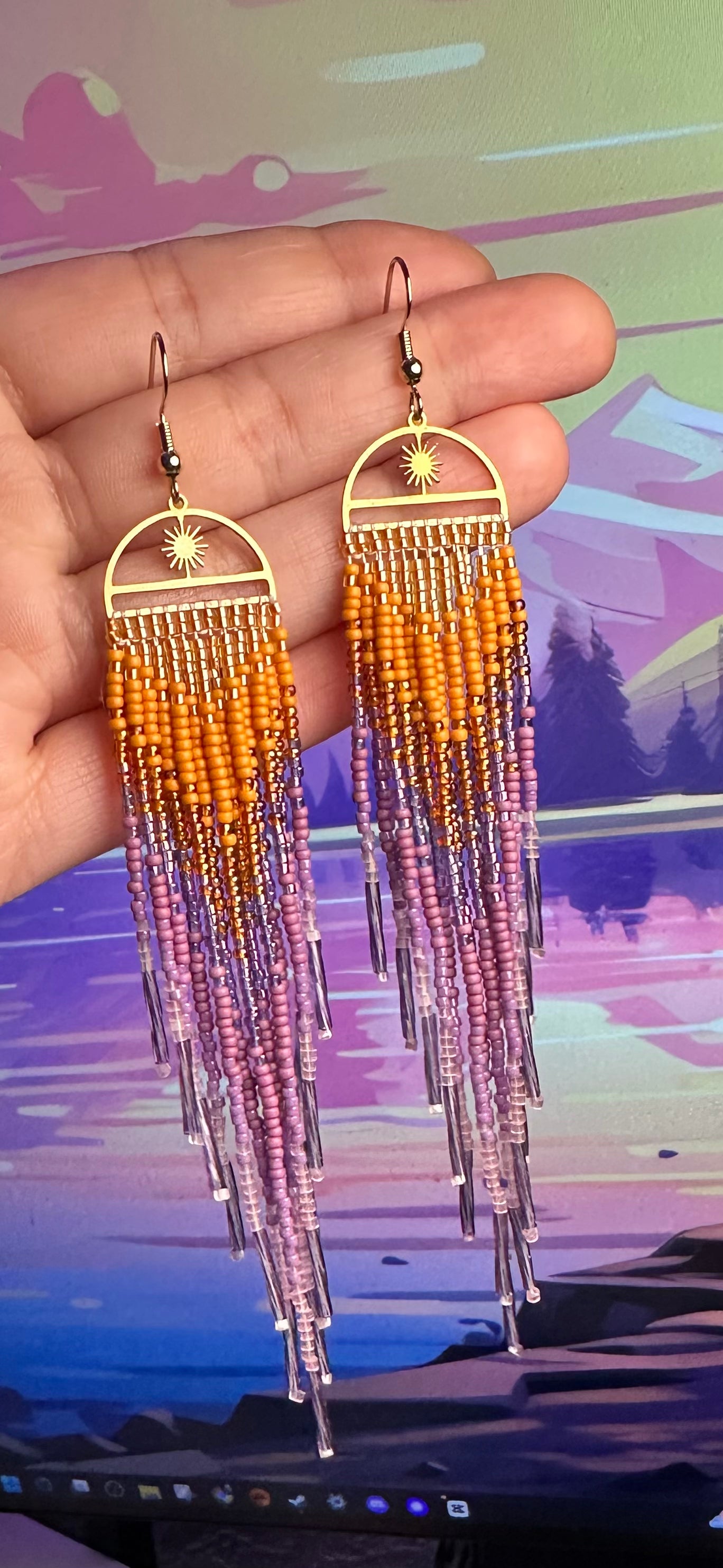 Sunrise star beaded earrings