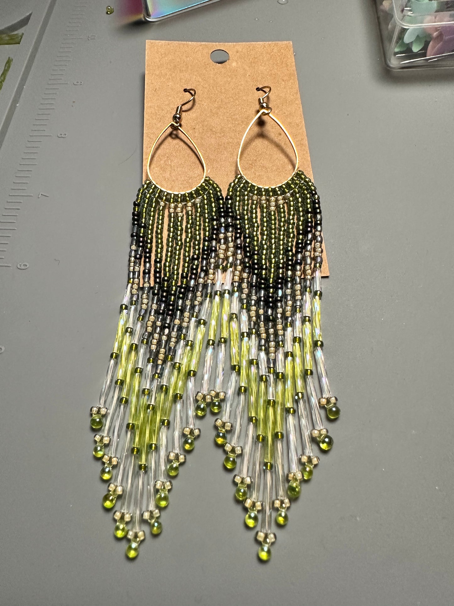 Green teardrop earrings