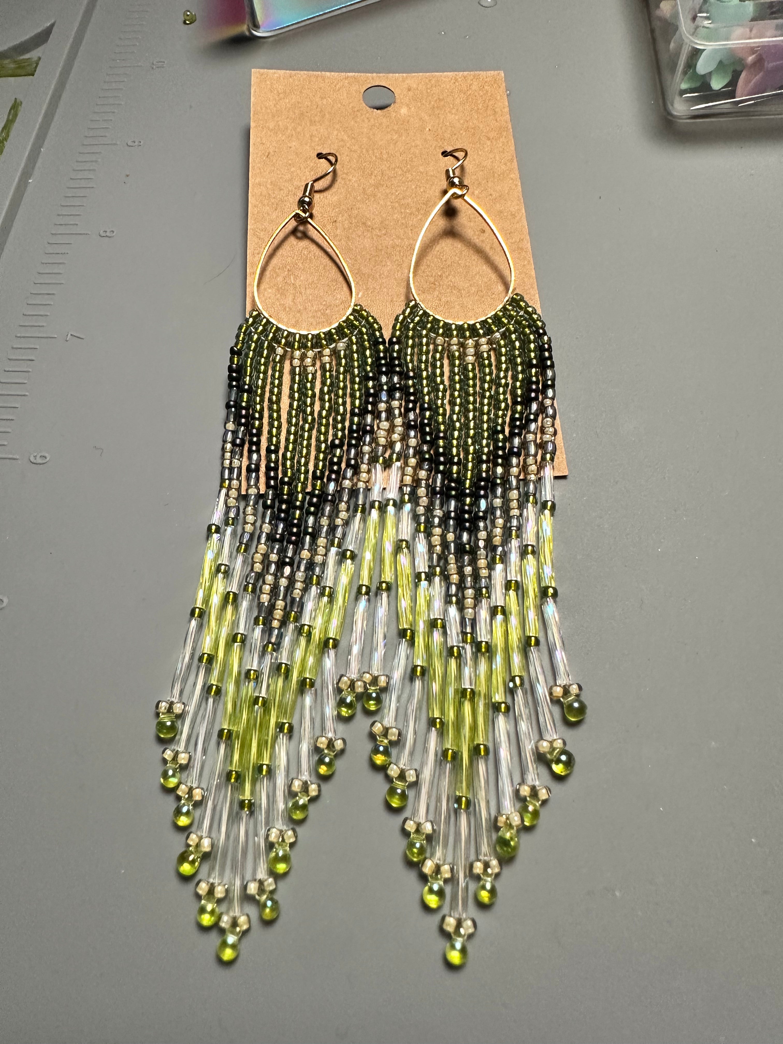 Green teardrop earrings