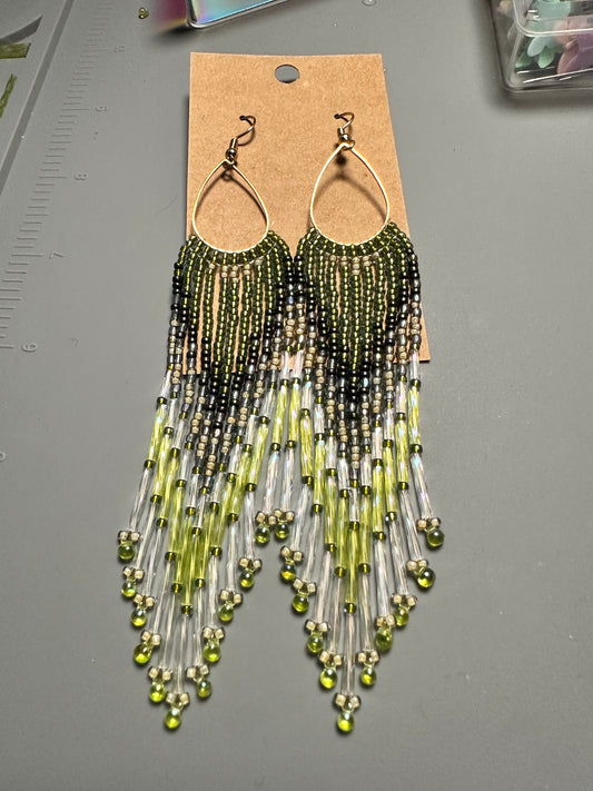 Green teardrop earrings
