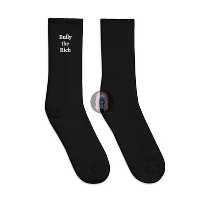 "Bully the Rich" Embroidered socks -  from Show Me Your Mask Shop by Show Me Your Mask Shop - Men's, Socks, Women's