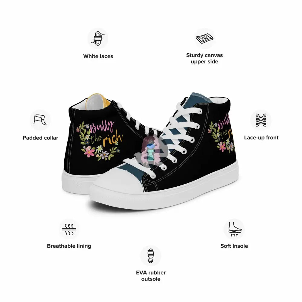 "Bully the Rich" Women’s high top canvas shoes -  from Show Me Your Mask Shop by Show Me Your Mask Shop - Shoes, Women's