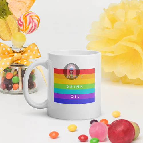 "Cant' Drink Oil" White glossy mug -  from Show Me Your Mask Shop by Show Me Your Mask Shop - Mugs