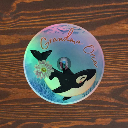 "Grandma Orca" Holographic stickers -  from Show Me Your Mask Shop by Show Me Your Mask Shop - Stickers
