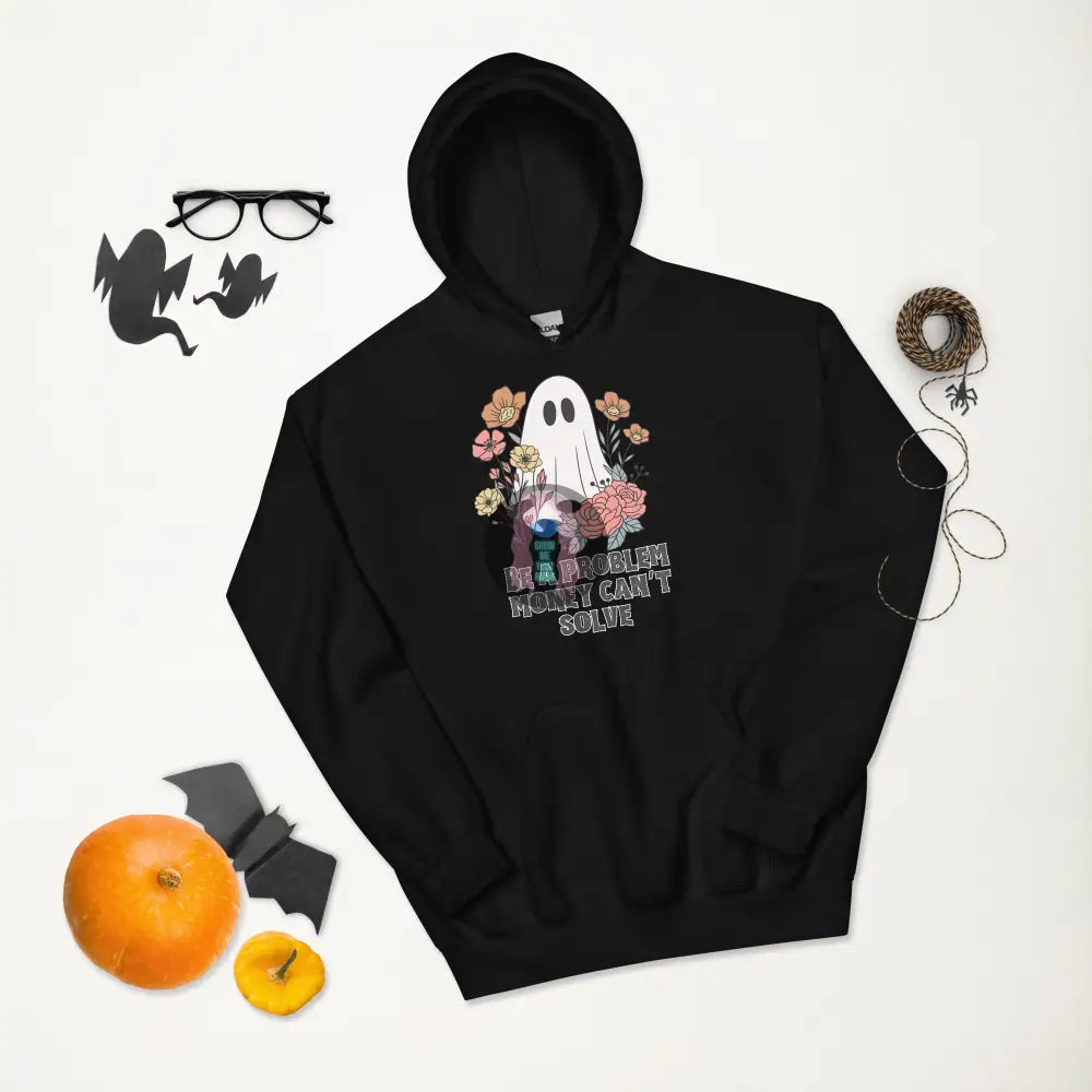 Halloween 2024 Be A Problem Can’t Solve Ghost Flowers Unisex Hoodie