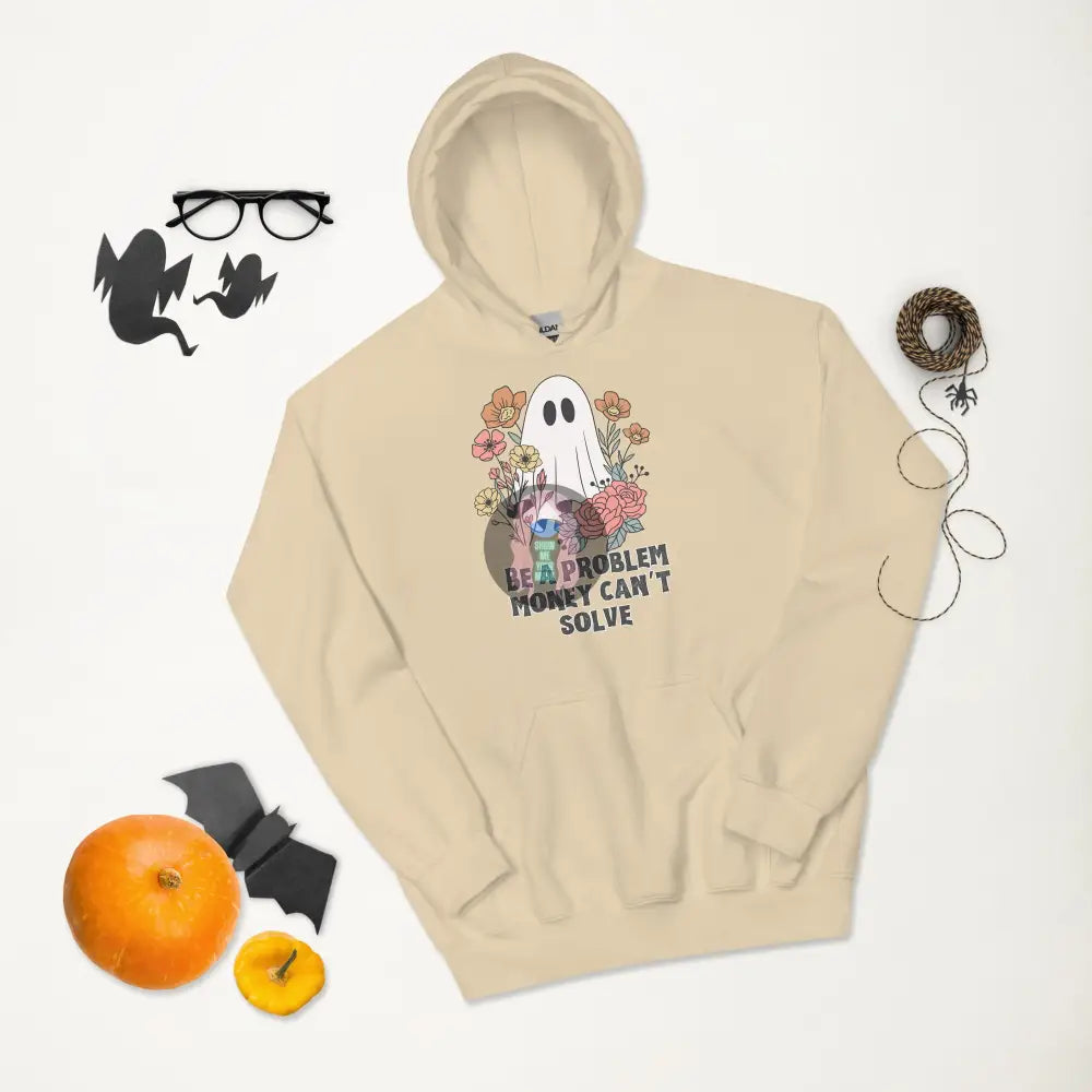 Halloween 2024 Be A Problem Can’t Solve Ghost Flowers Unisex Hoodie